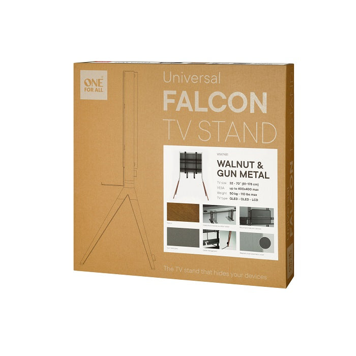 One For All Falcon TV Stand for 32-70" TVs, Walnut & Gun Metal