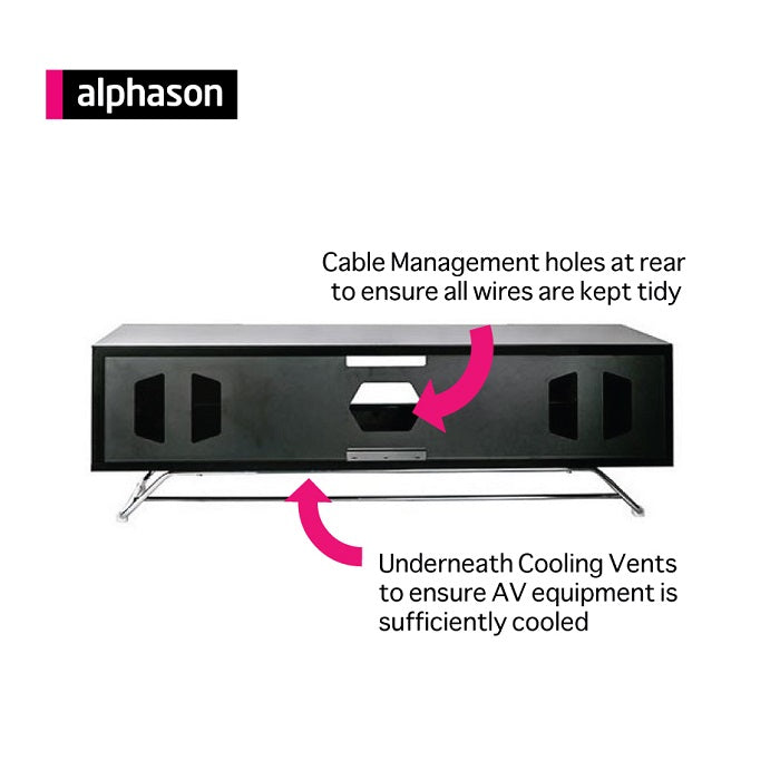 Alphason Chromium 2 TV Stand, 1200 Wide, Up to 55" TV's - Black - CRO2-1200CB-BLK