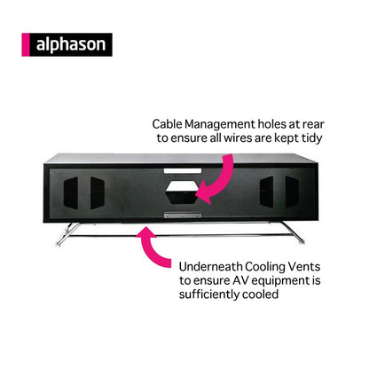 Alphason Chromium 2 TV Stand, 1200 Wide, Up to 55" TV's - Black - CRO2-1200CB-BLK