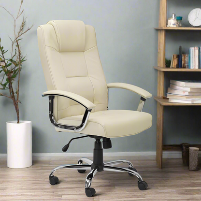 Alphason Home Office Chair Houston - Cream Leather - AOC4201A-L-CM