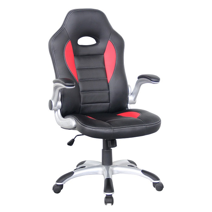 Alphason Talladega Racing Chair, Faux Leather, Locking tilt mechanism, Adjustable height, Flip-back padded arms, Black and Red - AOC8211R