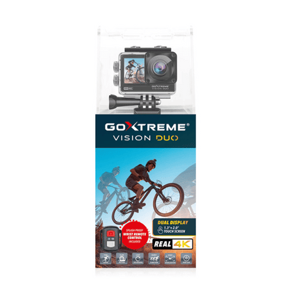 GoXtreme Vision DUO, Real 4K Ultra HD Action Cam, 30fps Videos, Dual Display: 1.3″ Front Display + 2.0″ Touch Screen, Waterproof up to 30m, Diving and Dashcam Mode - 20161