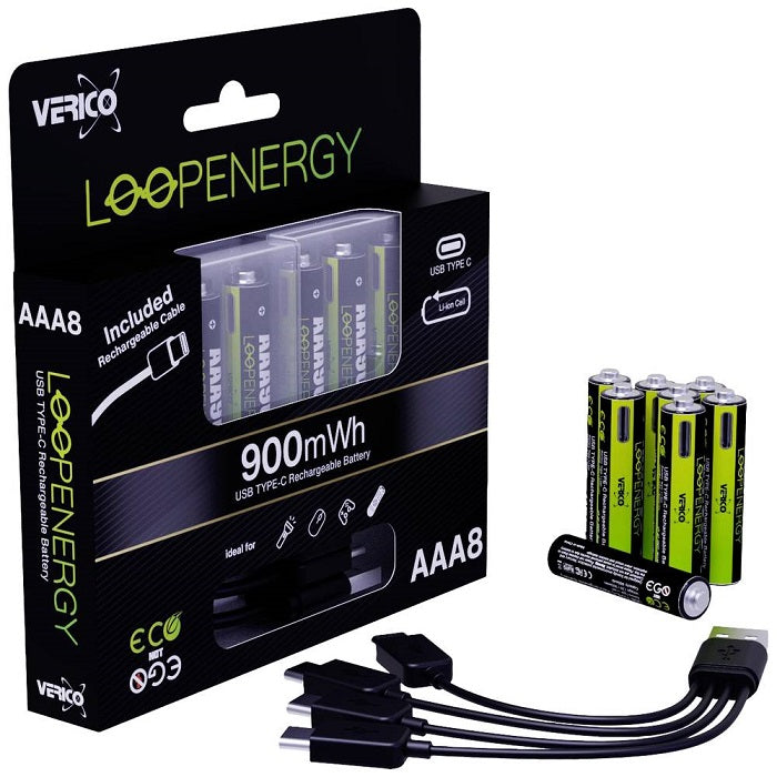 LoopEnergy 8-Pack AAA / Cable included - 1BTOV-A2WECD-NN