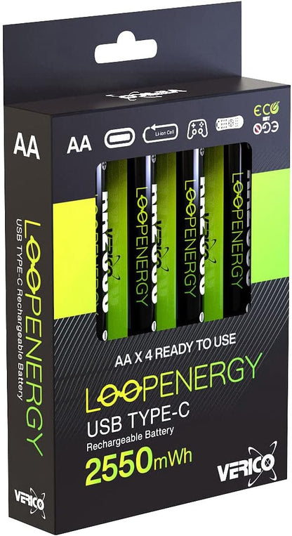 LoopEnergy 4-Pack AA / Cable included - 1UDBT-A1WEAC-NN