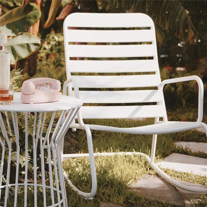 Roberta Outdoor/indoor Metal Rocking Chair - White
