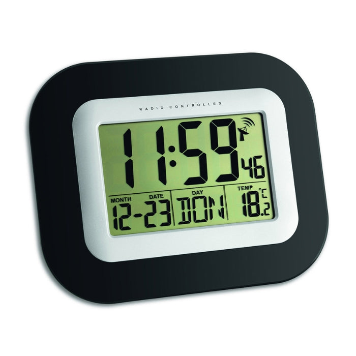 Digital Radio-Controlled Clock Black/Sliver