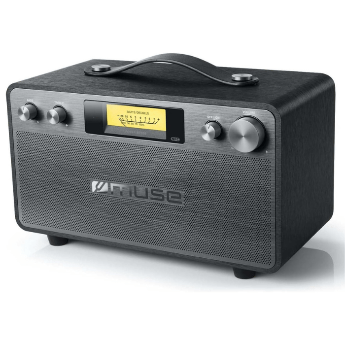 Muse Retro Bluetooth Speaker, NFC Quick Pairing, VU Meter, 2 x 20W, Retro-inspired style, 3.5mm aux input, Black - M-670BT