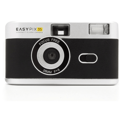 Easypix 35 Reloadable Compact Film Camera, Built-in flash, Reusable, 33mm Retro Style Color & Black/White Film type, Analog, Black and Silver - 10091