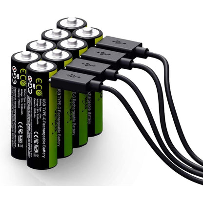 LoopEnergy AA Rechargeable 4-Pack, 1.5V, USB-C Cable Included