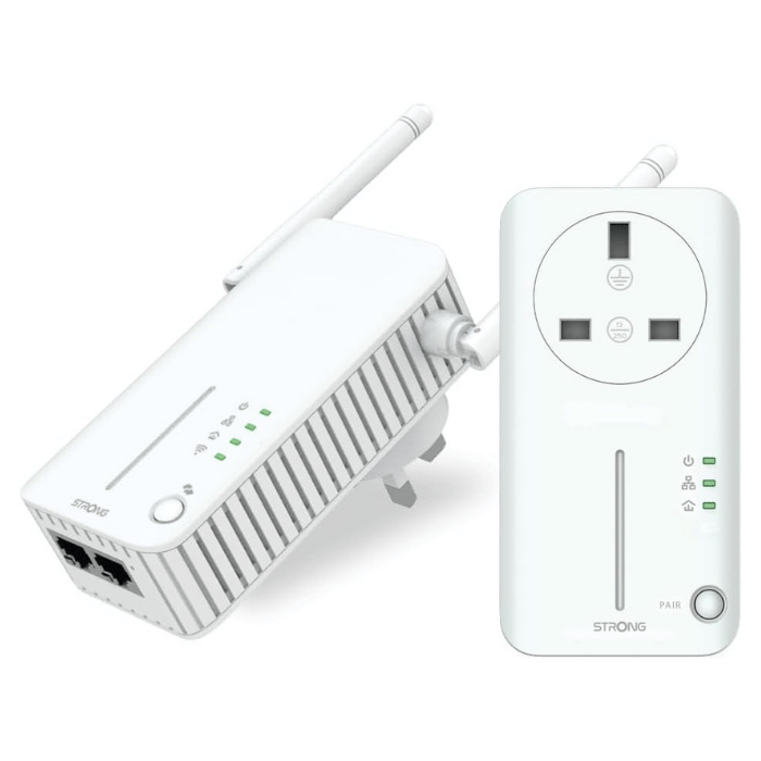 STRONG AV600 WI-FI Powerline Adapter Kit, Wi-Fi Booster/Hotspot/Extender, Plug and Play - POWERLWF600DUOUK