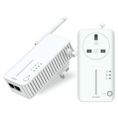 STRONG AV600 WI-FI Powerline Adapter Kit, Wi-Fi Booster/Hotspot/Extender, Plug and Play - POWERLWF600DUOUK