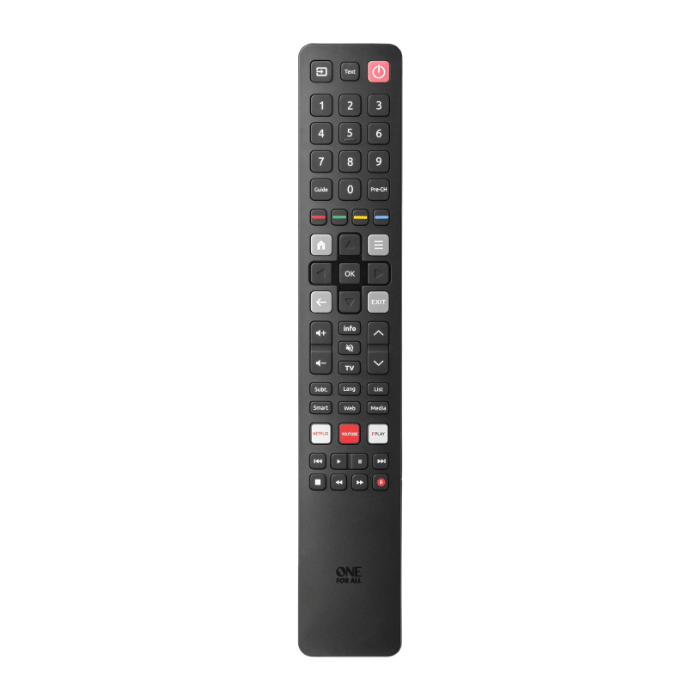 One for All - TCL / Thomson TV Replacement Remote Control, IR, Learning Feature, 3 Shortcut keys for Streaming Apps - URC4922