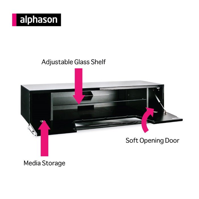 Alphason Chromium 2 TV Stand, 1200 Wide, Up to 55" TV's - Black - CRO2-1200CB-BLK