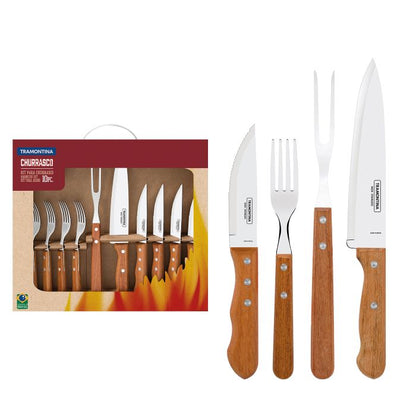 Tramontina, 10 Pcs. Barbecue set Churrasco, Natural Light Jatoba - 22399037