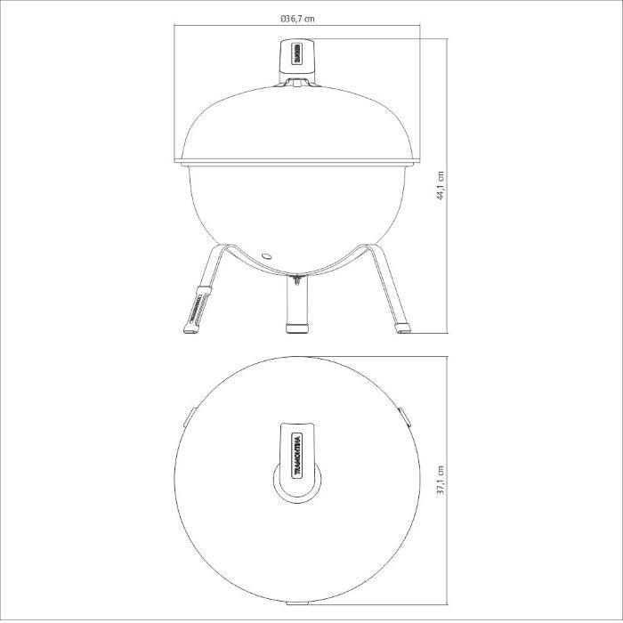 Tramontina Portable Grill, Carbon Steel with lid, 32cm - Charcoal - 26500/003