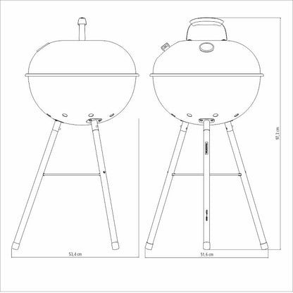 Tramontina Portable Grill, Carbon Steel with lid, 47cm - Charcoal - 26500/009