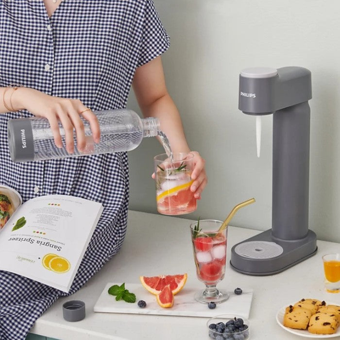 Philips GoZero LITE Soda Maker + Bottle & CO2 Cylinder, Grey
