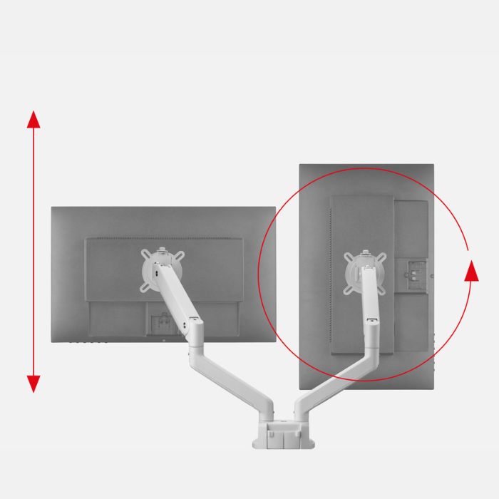 One For All Monitor Arm Solid Line Dual, 2 screens, 13” to 35” monitors, Adjustable height, White - DM4220