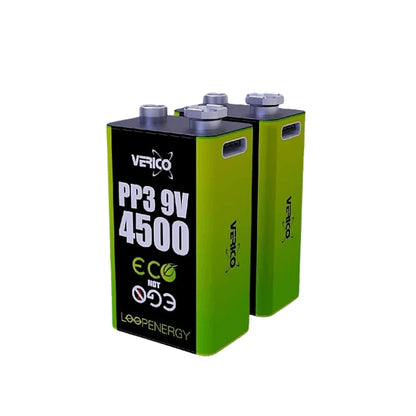 LoopEnergy 9V Rechargeable Battery 2-Pack with USB-C Cable
