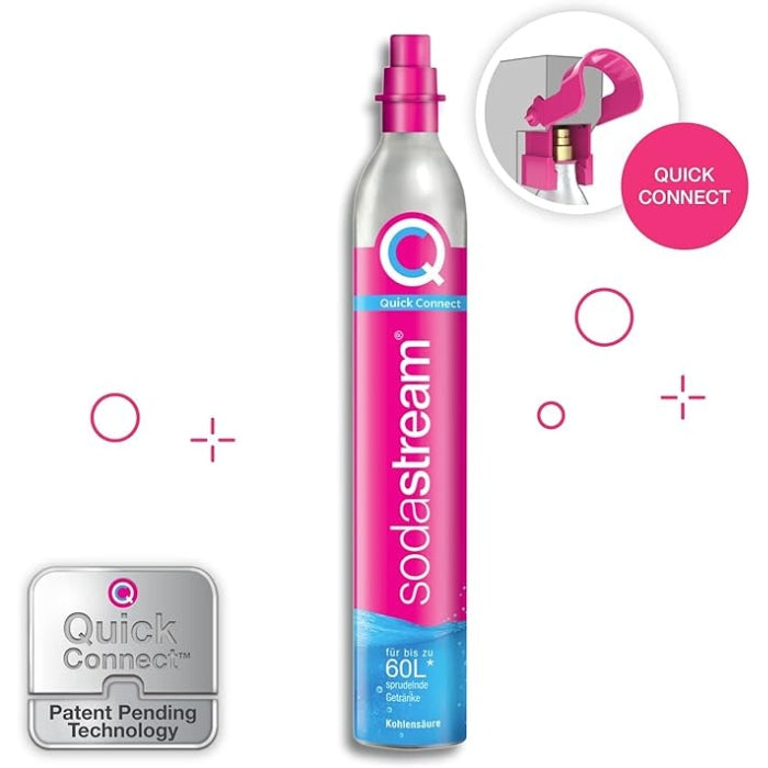 Sodastream CO2 Quick Connect Cylinder for Sparkling Water Maker, Makes 60 Litres, Compatible with Terra, Duo and Art, Pink - 1132120440