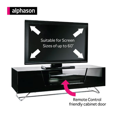 Alphason Chromium 2 TV Stand, 1200 Wide, Up to 55" TV's - Black - CRO2-1200CB-BLK