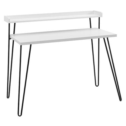 Haven Retro Home Office Desk with Riser – White - 9881296COMUK