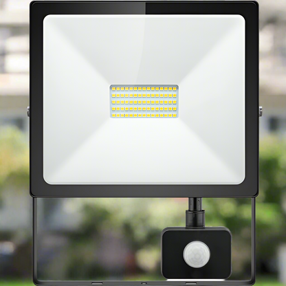 Goobay LED floodlight, 50 W, Slim Classic, with motion sensor, 50 W, black, 0.3 m - 39014