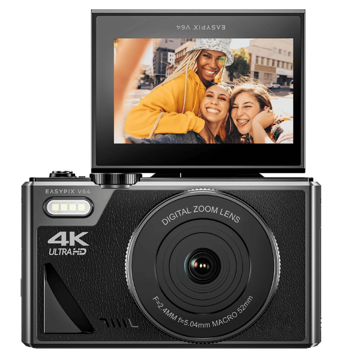 Easypix V64 Flip Digital Camera with Flip Screen, 3.0" Flip Screen, Up to 64MP Resolution, 18x Digital Zoom, WiFi - 20203