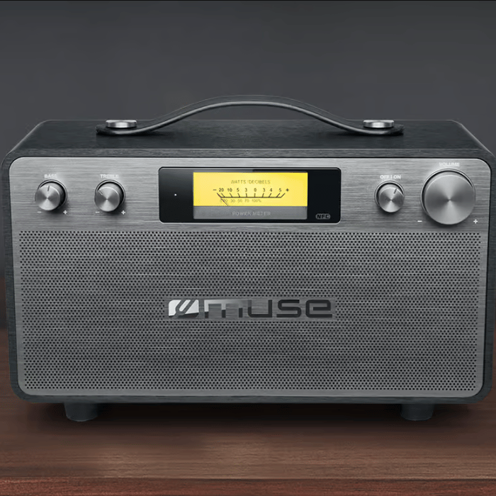 Muse Retro Bluetooth Speaker, NFC Quick Pairing, VU Meter, 2 x 20W, Retro-inspired style, 3.5mm aux input, Black - M-670BT