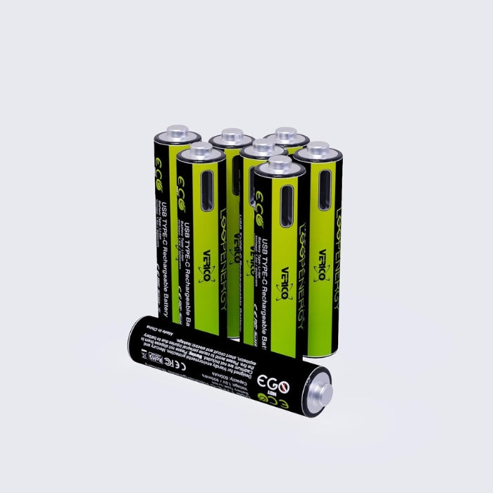 LoopEnergy AA Rechargeable 4-Pack, 1.5V, USB-C Cable Included