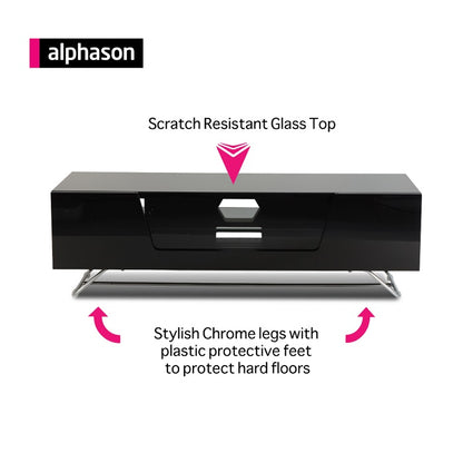 Alphason Chromium 2 TV Stand, 1200 Wide, Up to 55" TV's - Black - CRO2-1200CB-BLK