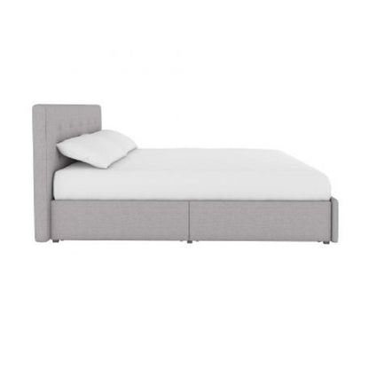 Rose Linen Fabric Upholstered Storage Double Bed - Light Grey - 4155429AUK