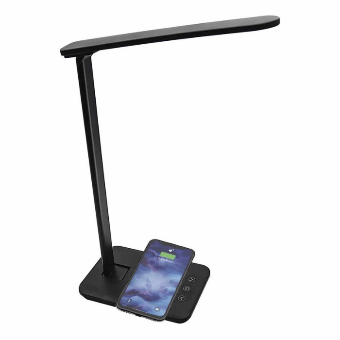 Denver LED Desk Lamp with wireless QI charger for Smartphones, Lamp Power 5W, Touch control, 3 color temperatures, USB-C supply, Black - LQI-105