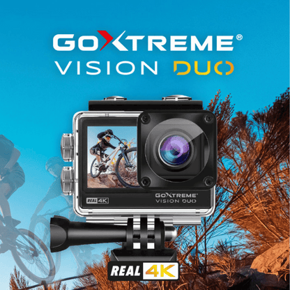 GoXtreme Vision DUO, Real 4K Ultra HD Action Cam, 30fps Videos, Dual Display: 1.3″ Front Display + 2.0″ Touch Screen, Waterproof up to 30m, Diving and Dashcam Mode - 20161