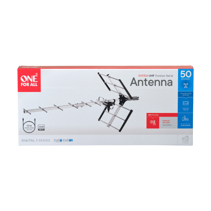One For All Outdoor Yagi Aerial – 12dB, 50km, DVB-T/T2