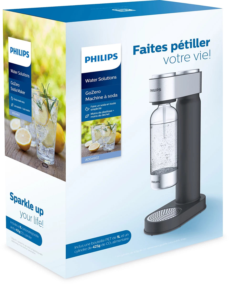 Philips Premium GoZero Soda maker,1 bottle,1 Cylinder - Metal - ADD4902BK/10