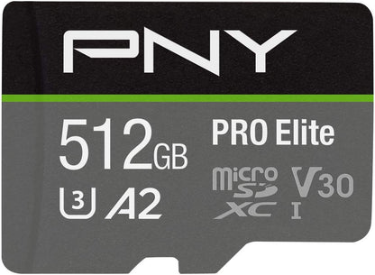 PNY microSD Pro Elite Class 10 / UHS-I U3, A2, V30, up to 90MB/s | 512GB - P-SDUX512U3100PRO-GE