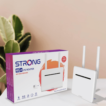 STRONG 4G+ LTE CAT6 Wi-Fi Router, AC1200 Dual-Band Wi-Fi, Zero Configuration, 4x Gigabit ports, Sim Card Adapters included - 4GROUTER1200UK