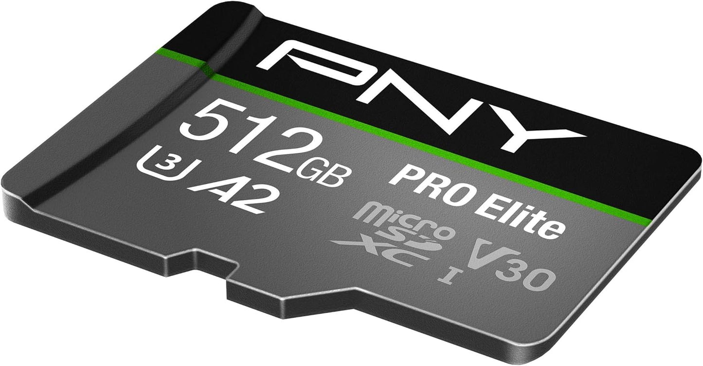 PNY microSD Pro Elite Class 10 / UHS-I U3, A2, V30, up to 90MB/s | 512GB - P-SDUX512U3100PRO-GE