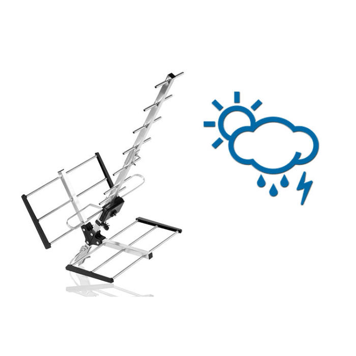 One For All Outdoor Yagi TV Aerial, Amplified Up To 12dB Gain, Range to 50km, DVB-T/T2, 100% Waterproof, 3G/4G/5G Filter - SV9354-5G