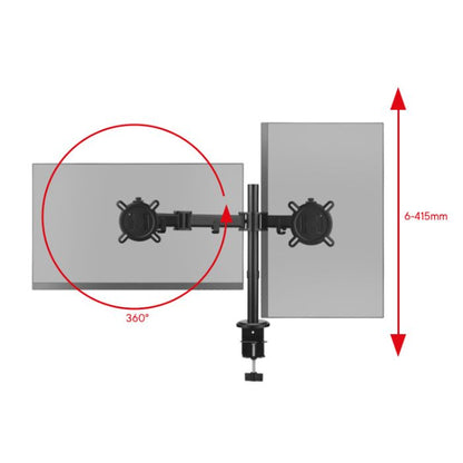 One For All Monitor Arm Smart Line Dual, 13" to 32" monitors, 2 screens, Adjustable height, 2 mounting options - DM2210