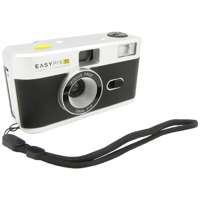 Easypix 35 Reloadable Compact Film Camera, Built-in flash, Reusable, 33mm Retro Style Color & Black/White Film type, Analog, Black and Silver - 10091