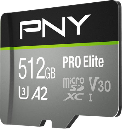 PNY microSD Pro Elite Class 10 / UHS-I U3, A2, V30, up to 90MB/s | 512GB - P-SDUX512U3100PRO-GE