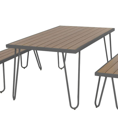 Novogratz Paulette Poolside Outdoor Table and Bench Set - Charcoal Gray - 88192CNOEUK