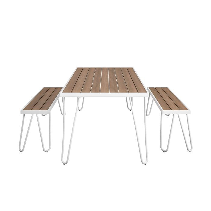 Novogratz Paulette Poolside Outdoor Table and Bench Set - White - 88192WNOEUK