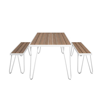 Novogratz Paulette Poolside Outdoor Table and Bench Set - White - 88192WNOEUK