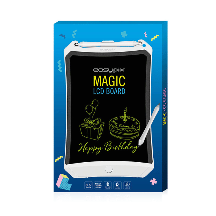 Easypix Kids Magic LCD Board 21.5 cm (8.5 Inch) Magnetic Attachment, Stylus Pen, Lock Button, White - 62000