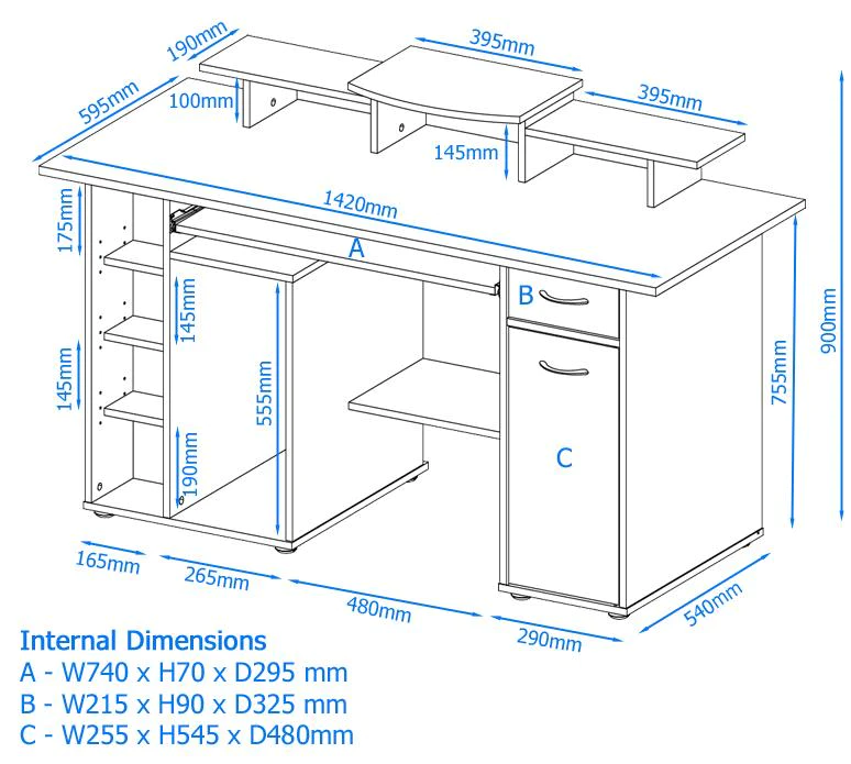 Alphason San Diego Walnut Computer Workstation - AW12004WAL