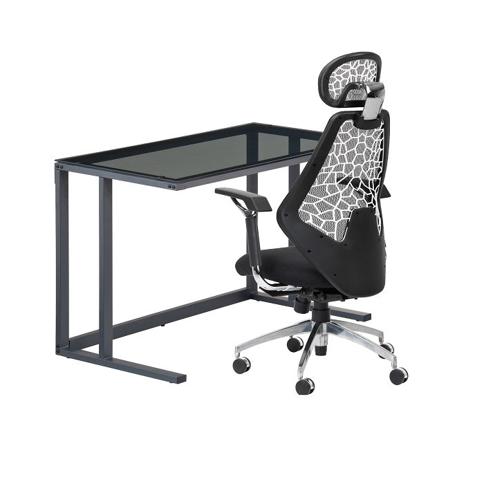 Alphason Air Desk with Smoked Glass Top - Black - AW53385