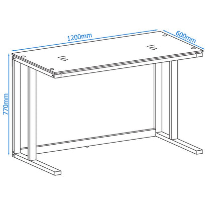 Alphason Air Desk with Smoked Glass Top - Black - AW53385